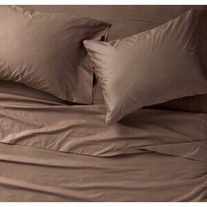 King 400 Thread Count Percale Sheet Set Fig Brown - Casaluna NEW